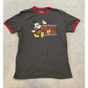 Mickey Mouse Disney Gray T-shirt With Red Trim Sleeve Size XL Women’s